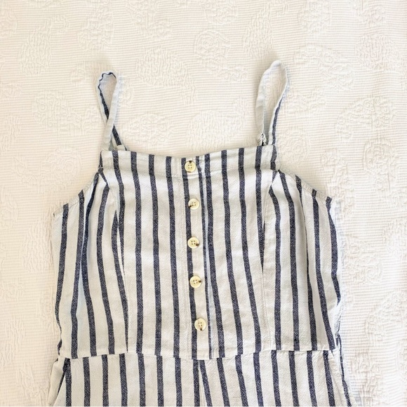 Old Navy Pants - Old Navy Jumpsuit Linen Blend White Stripe Button Detail  - Medium